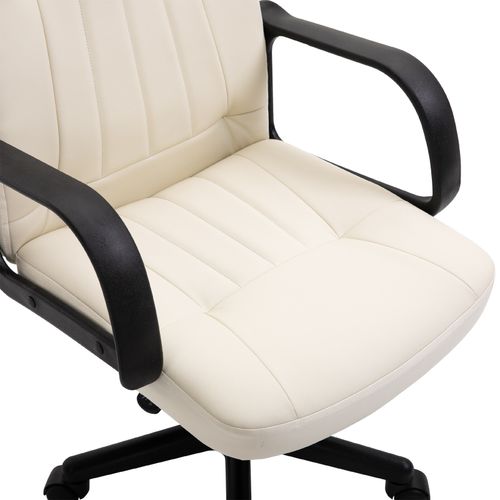 PU Leather Office Chair Swivel in Cream & Black