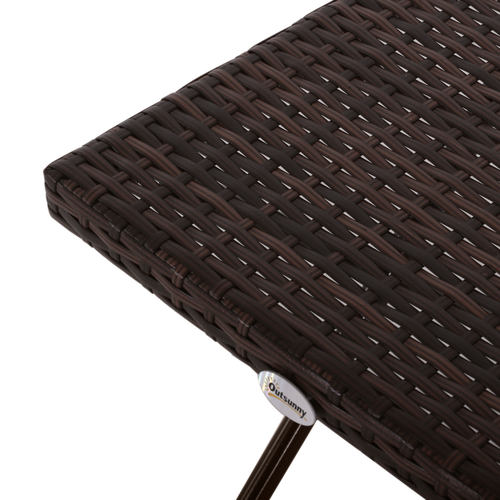 Folding Square Rattan Coffee Table Bistro Balcony in Steel