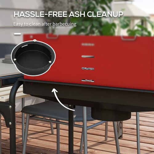 Charcoal Barbecue BBQ Grill Trolley With 5-level Grill Height Ash Catcher