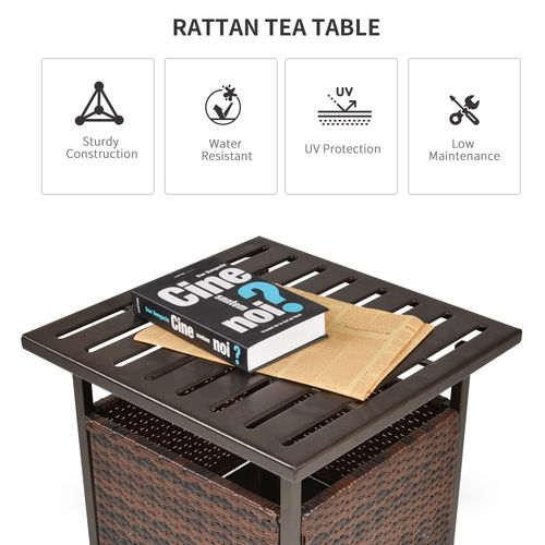 Outdoor Rattan Coffee Table with Umbrella Hole