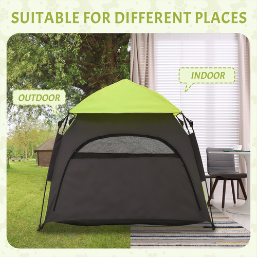 Foldable Dog Cat Tent with Waterproof Oxford Cloth & Carry Bag in Green