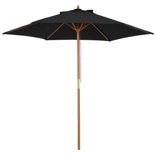 2.5m Wood Garden Parasol in Black