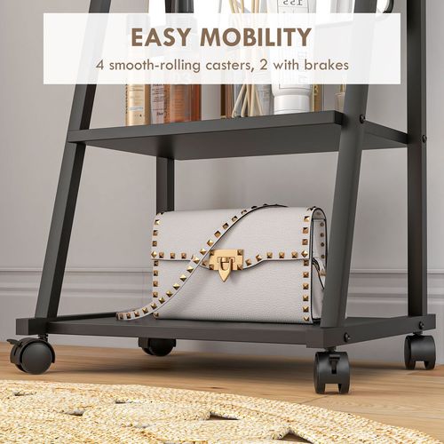 Portable Full Length Mirror Adjustable Full Body Mirror with 2 Shelves