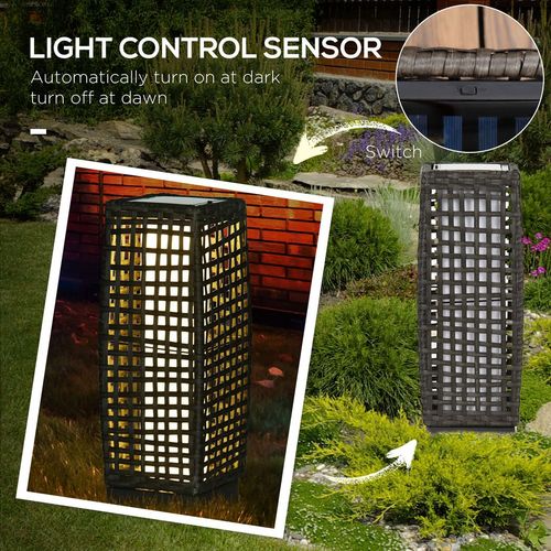 Outdoor Rattan Solar Lantern with Auto On/Off Solar Powered LED Lights