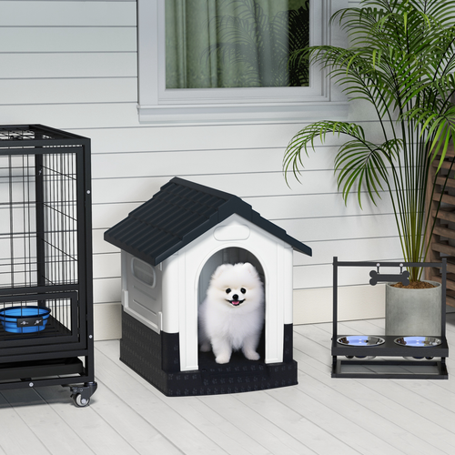 Dog Kennel for Outside for XS Dogs (64.5cm x 57cm x 66cm) in Grey