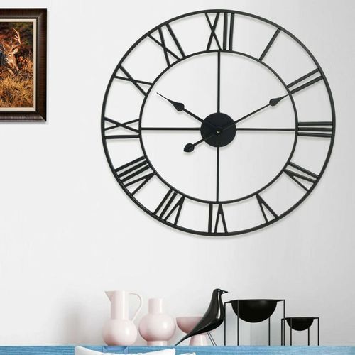78cm Roman Metal Wall Clock in Black