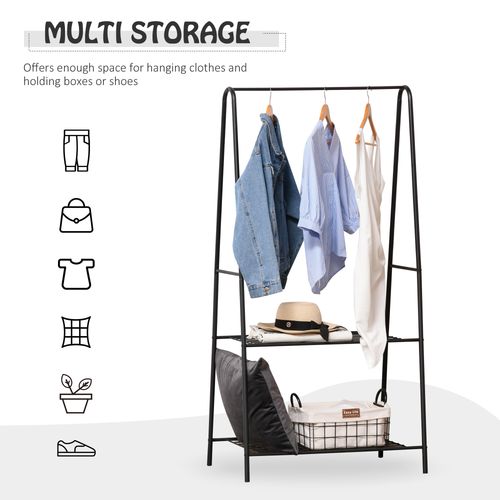 Clothes Rack 2-Tier A Shaped Steel in Black