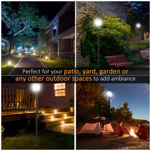 Tall Free-Standing ABS Garden Solar LED Lamp Post Black