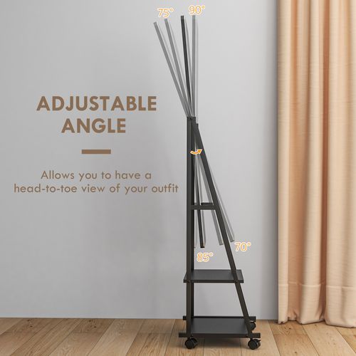 Portable Full Length Mirror Adjustable Full Body Mirror with 2 Shelves