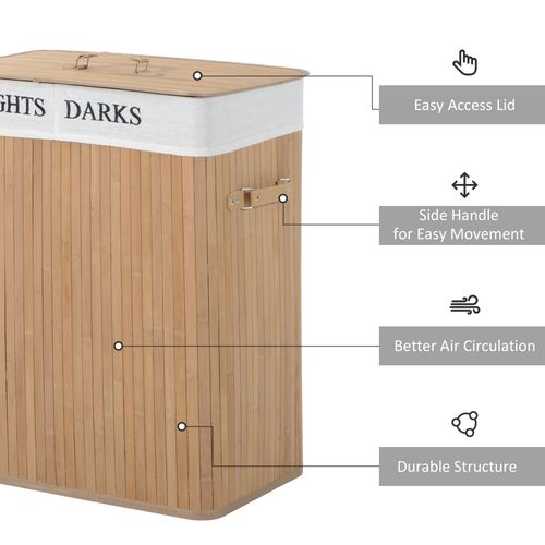 Bamboo Collapsible Laundry Basket with Lid