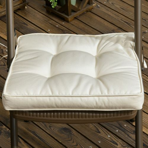 Garden Seat Cushion with Ties Replacement Dining Chair Seat Pad in Cream