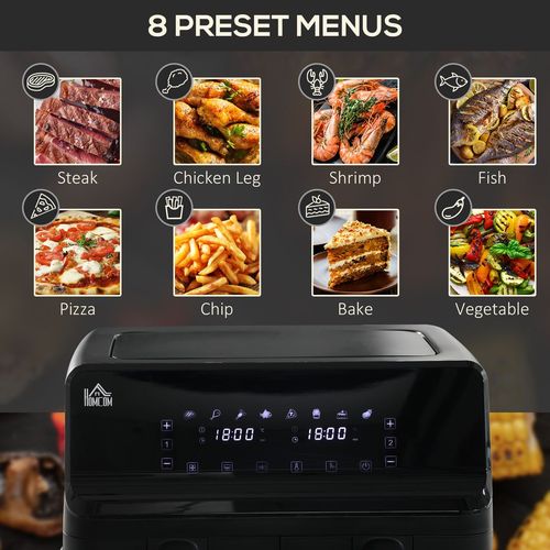8L Dual Air Fryer Family Size with 2 Basket 8 Presets Cookbook Timer 2500W