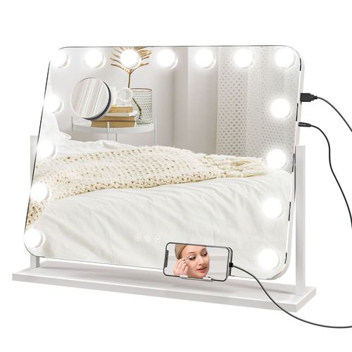 Hollywood Dimmable Lighted Makeup Mirror with Magnifier