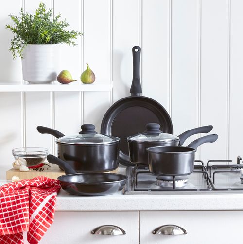 5 Piece Black Carbon Steel Cookware Set