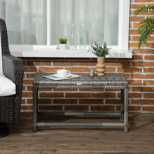 Outdoor Coffee Table Full Woven Table Top in Grey