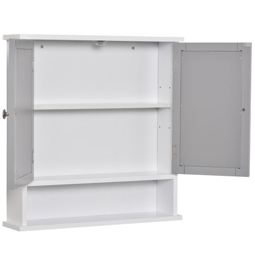 Mirror Cabinet Wall Mounted with Double Mirrored Doors in Grey