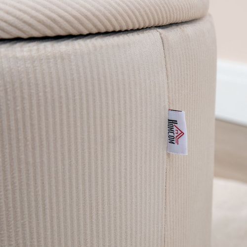 Cream / White Fabric Storage Ottomans with Removable Lids - Set of 2