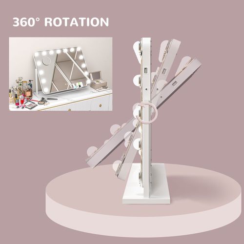 Hollywood Dimmable Lighted Makeup Mirror with Magnifier