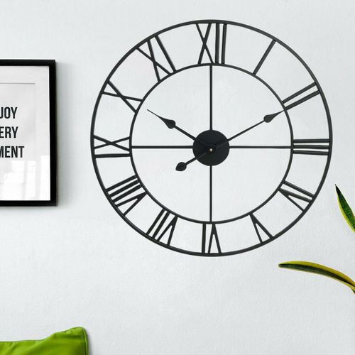 78cm Roman Metal Wall Clock in Black