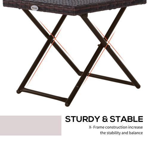 Folding Square Rattan Coffee Table Bistro Balcony in Steel