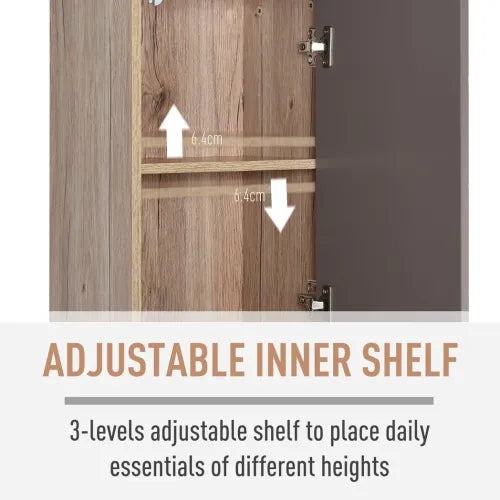 Freestanding Storage Cabinet Slimline Unit with 2 Cupboards 2 Compartments