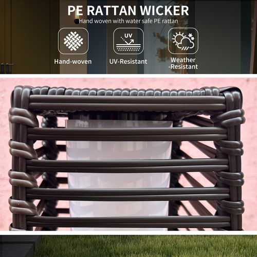 Rattan Solar Floor Lamp with Auto On/Off LED Outdoor Light