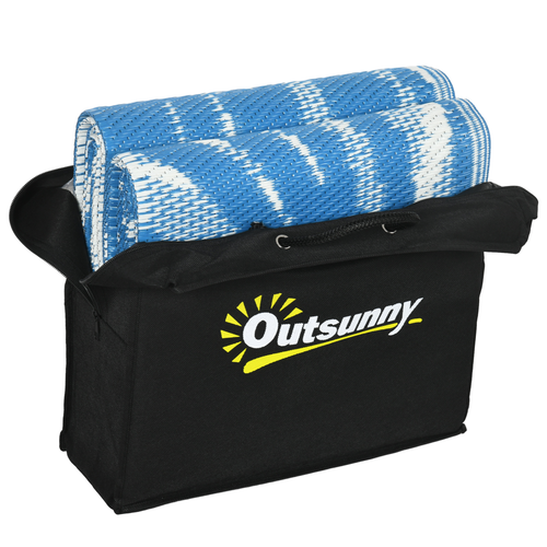 Reversible Waterproof Outdoor Rug with Carry Bag, (182cm x 274cm) in Blue