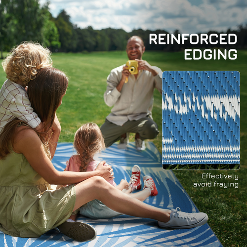 Reversible Waterproof Outdoor Rug with Carry Bag, (182cm x 274cm) in Blue