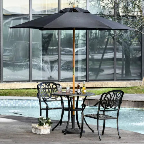 2.5m Wood Garden Parasol in Black