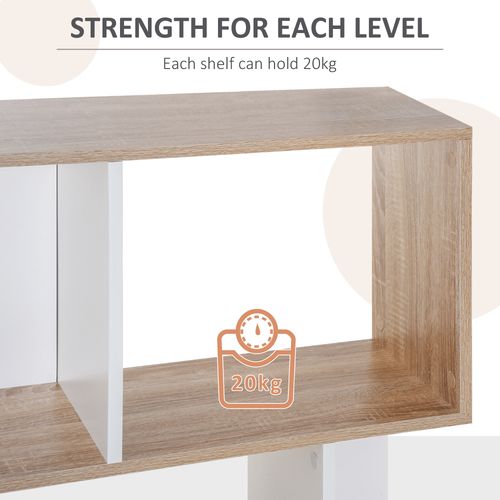 5-tier Display Shelving Storage Bookcase S Shape Unit Natural