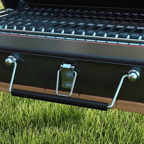 Portable BBQ Grill with Suitcase Design in Black