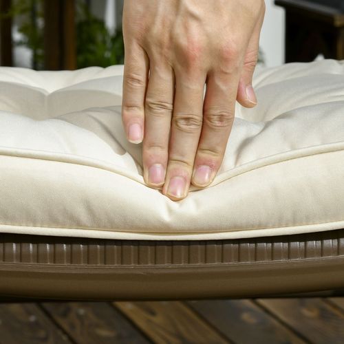 Garden Seat Cushion with Ties Replacement Dining Chair Seat Pad in Cream
