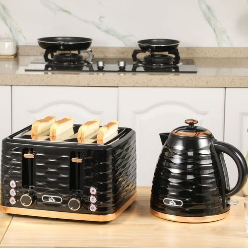 Kettle and Toaster Set 1.7L Rapid Boil Kettle & 4 Slice Toaster Black