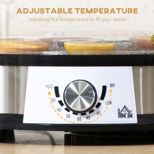5-Tier 250W Stainless Steel Food Dehydrator - Silver