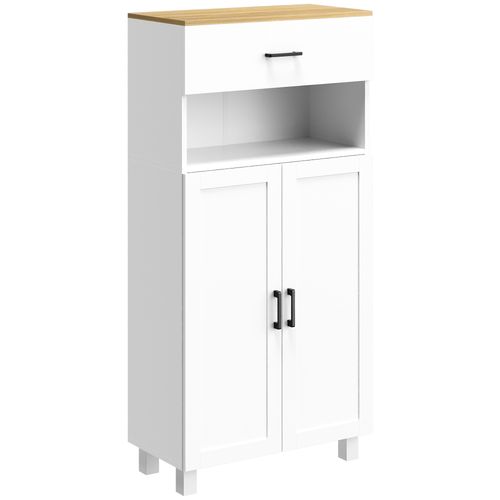 Kitchen Cupboard Storage Cabinet with Drawer, Countertop, White