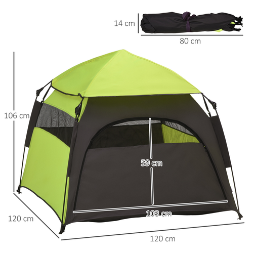 Foldable Dog Cat Tent with Waterproof Oxford Cloth & Carry Bag in Green