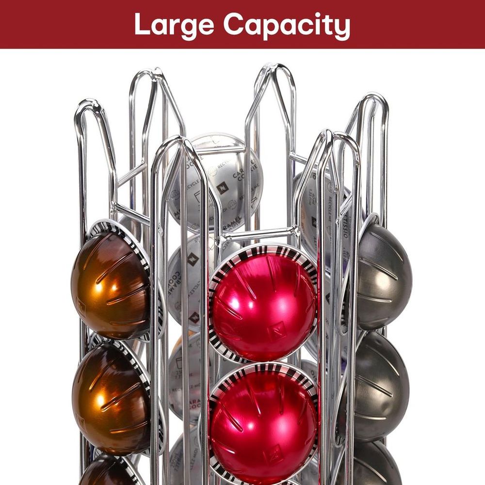 48 POD CHROME COFFEE POD STAND