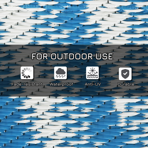 Reversible Waterproof Outdoor Rug with Carry Bag, (182cm x 274cm) in Blue