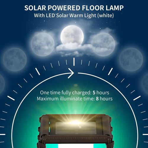 Rattan Solar Floor Lamp with Auto On/Off LED Outdoor Light