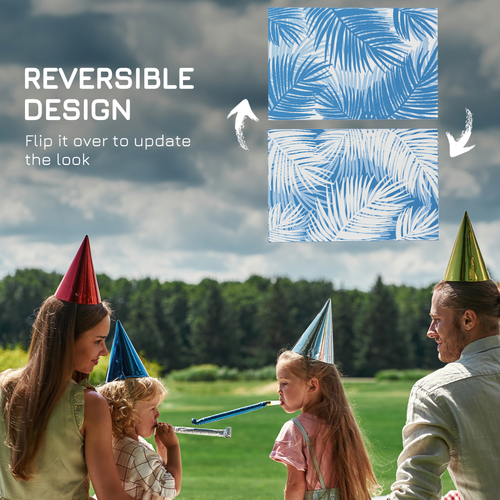 Reversible Waterproof Outdoor Rug with Carry Bag, (182cm x 274cm) in Blue