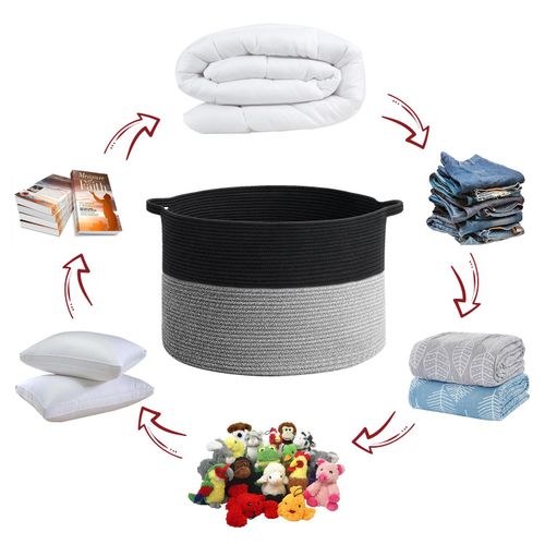 Laundry Basket in Black & Grey