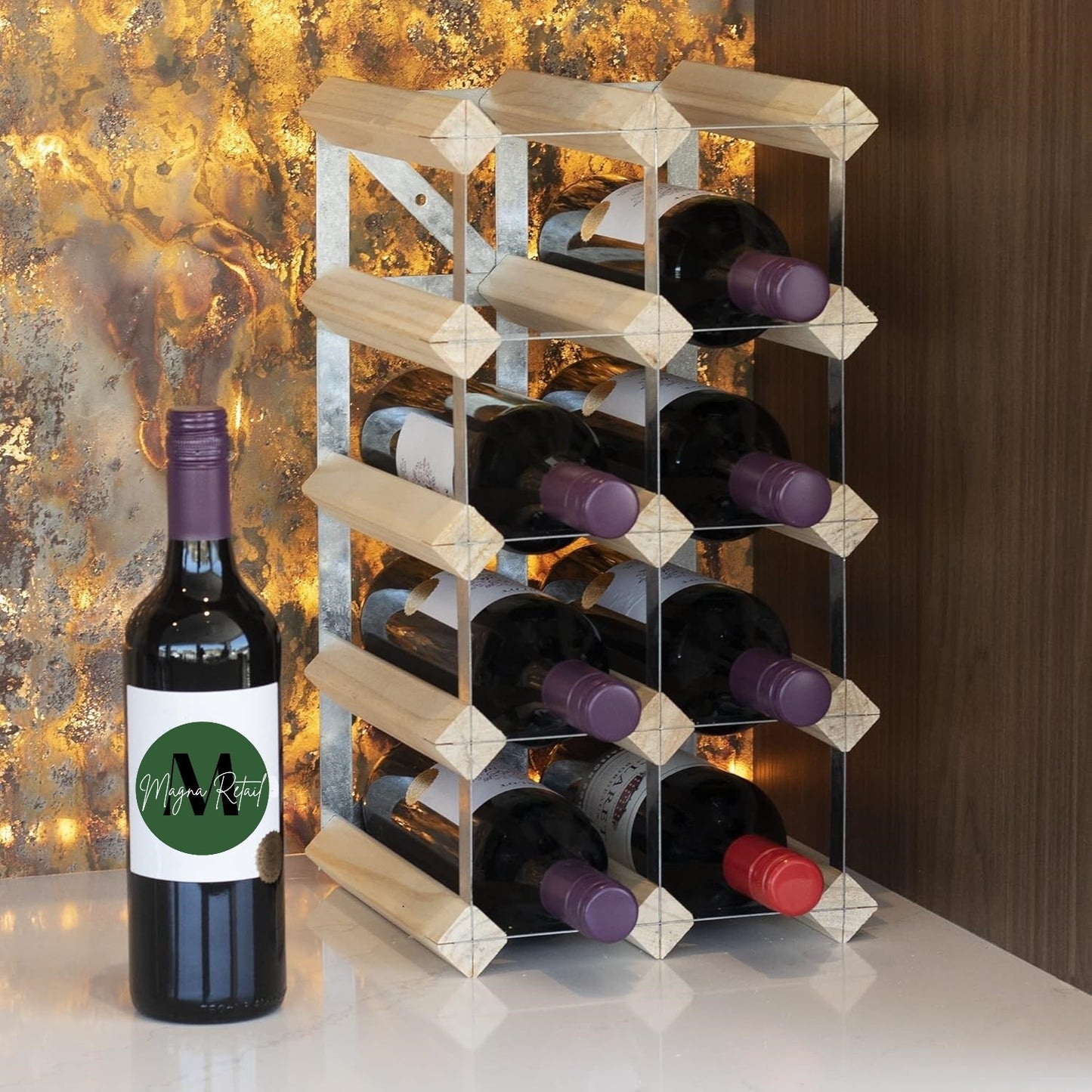 Metal & Wooden Wine Rack
