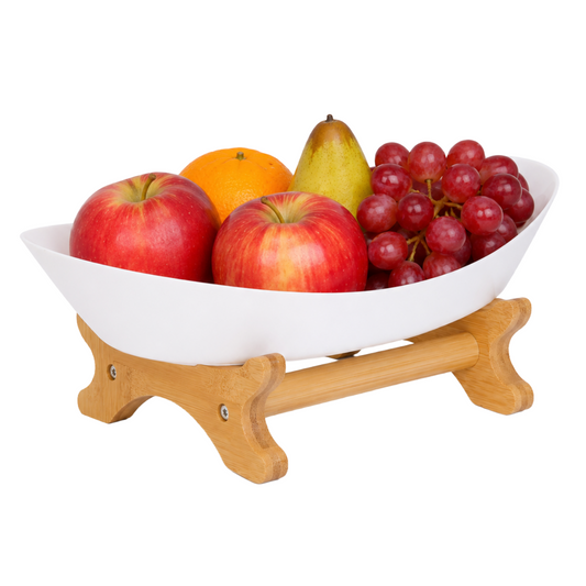 Bamboo 1-Tier Serving Platter Set - White