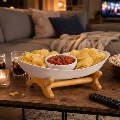 Bamboo 1-Tier Serving Platter Set - White