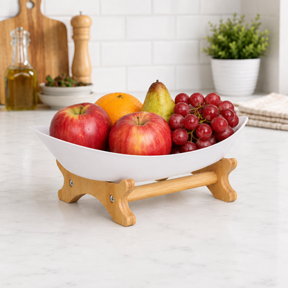Bamboo 1-Tier Serving Platter Set - White