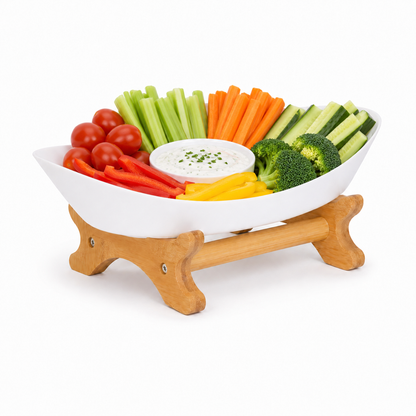 Bamboo 1-Tier Serving Platter Set - White