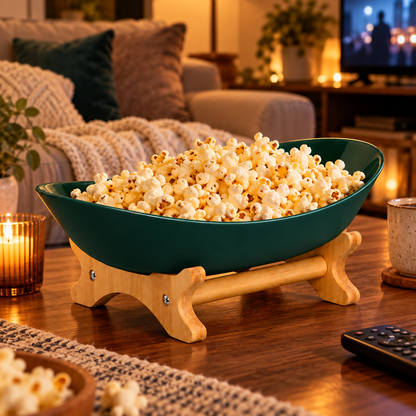 Bamboo 1-Tier Serving Platter Set - Dark Green