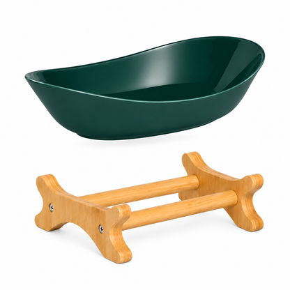 Bamboo 1-Tier Serving Platter Set - Dark Green
