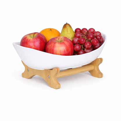 Bamboo 1-Tier Serving Platter Set - White