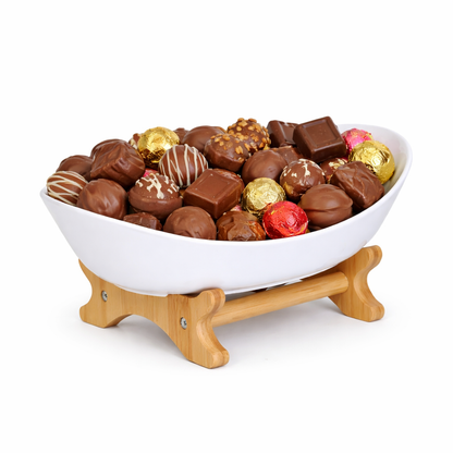 Bamboo 1-Tier Serving Platter Set - White